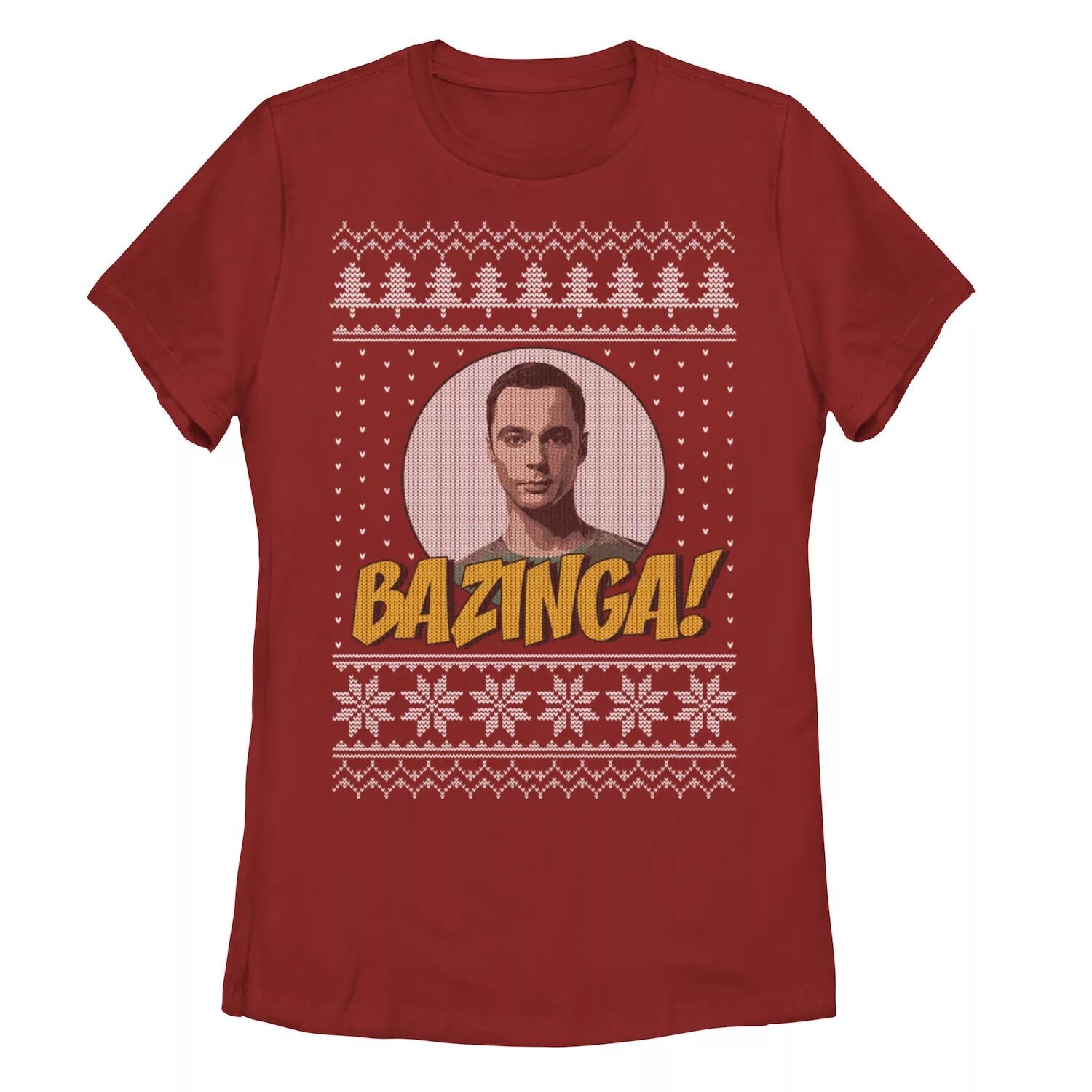 

Детская футболка с праздничным узором Bazinga The Big Bang Theory Licensed Character, красный