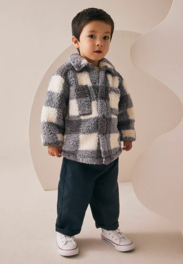 Флисовая куртка борг Next, Grey Checkerboard