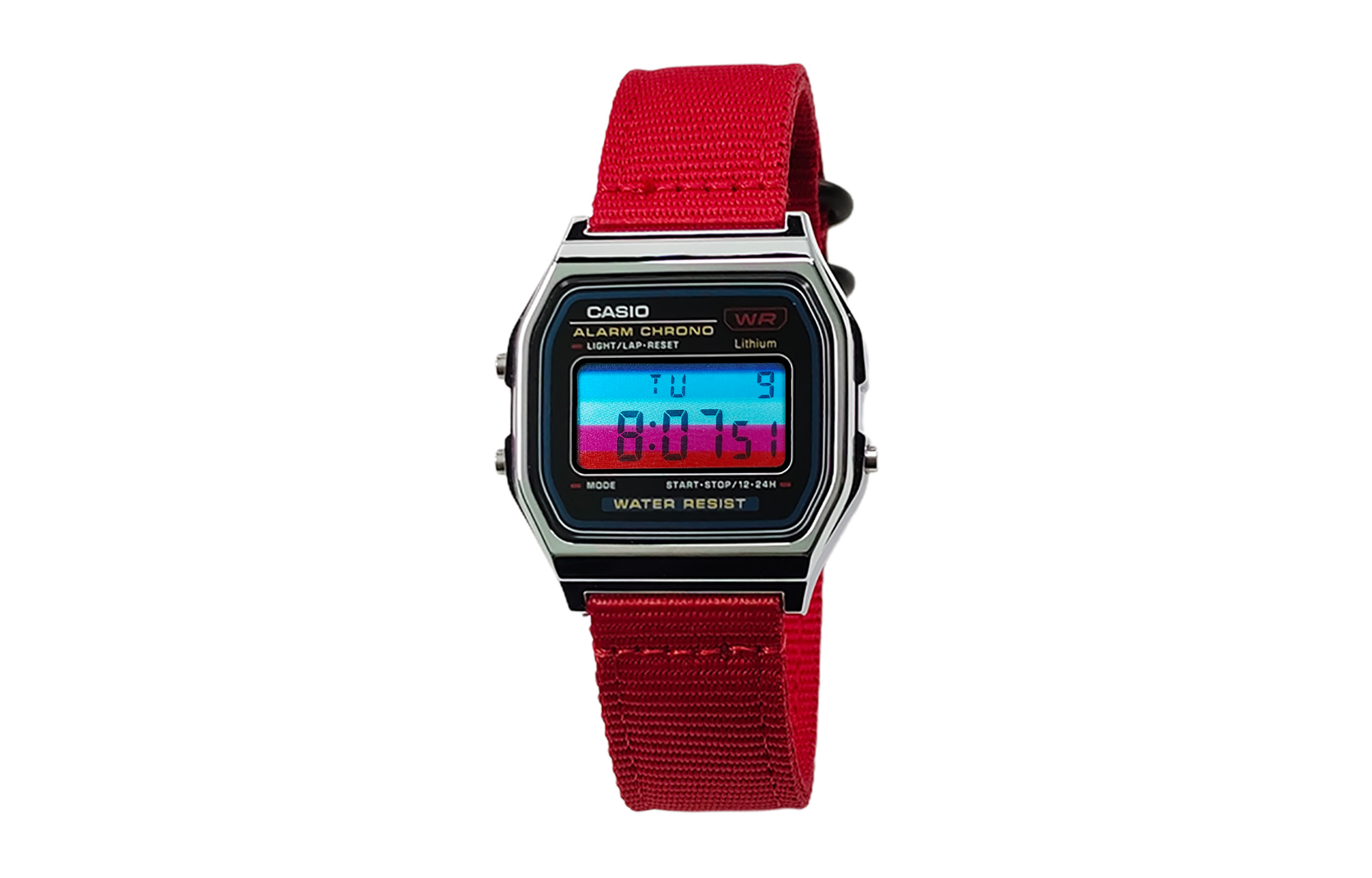 

CASIO Мужские часы Retrofit Series с кварцевым механизмом и нейлоновым ремешком, черный циферблат