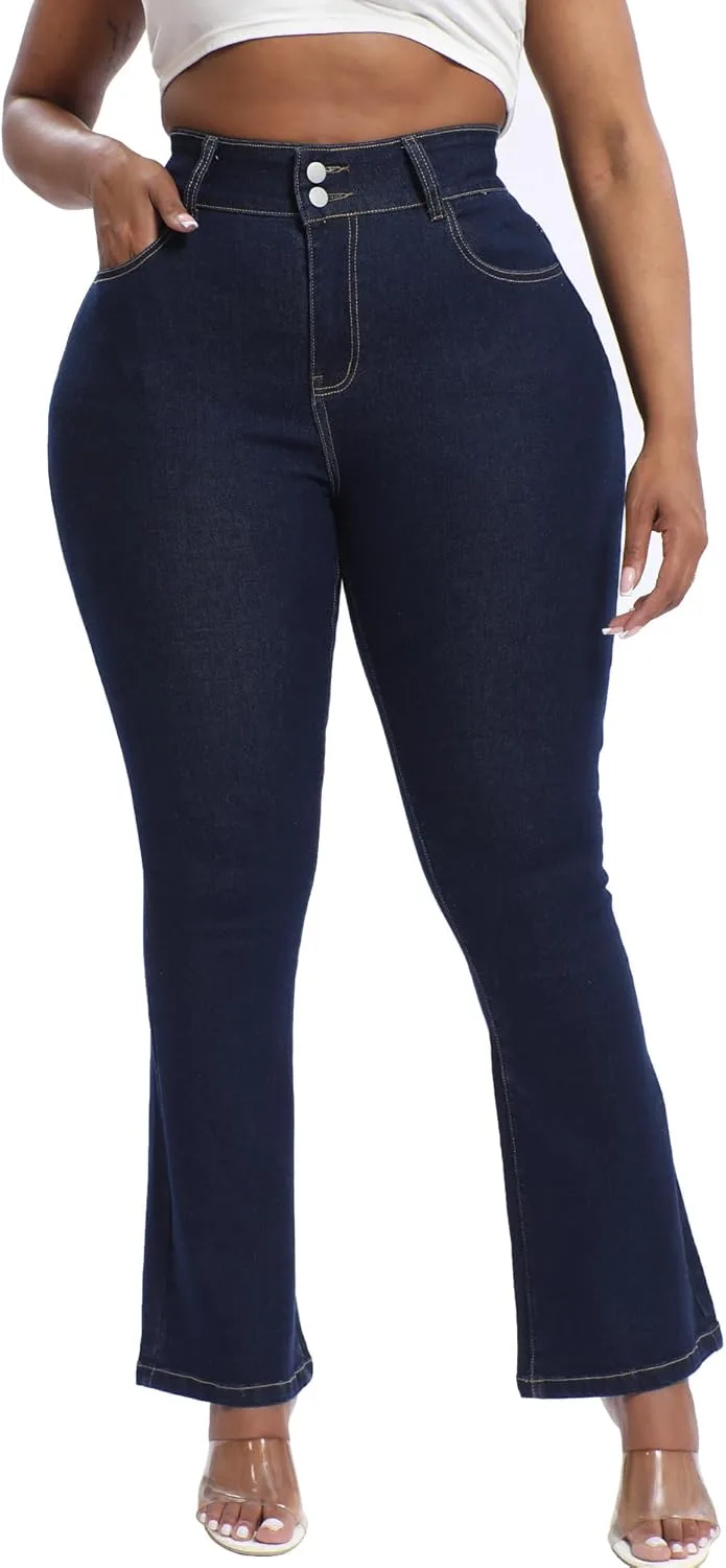 

Джинсы Bootcut Stretchy для женщин Plus Size, High Waisted Gocolloa