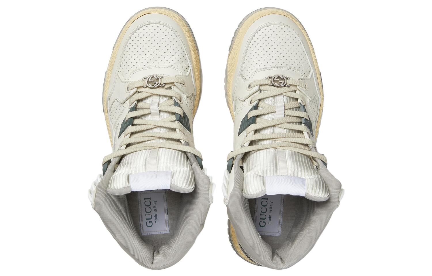 Женские кроссовки High Top 'Distressed Effect Off White' GUCCI, экрю — фото 4