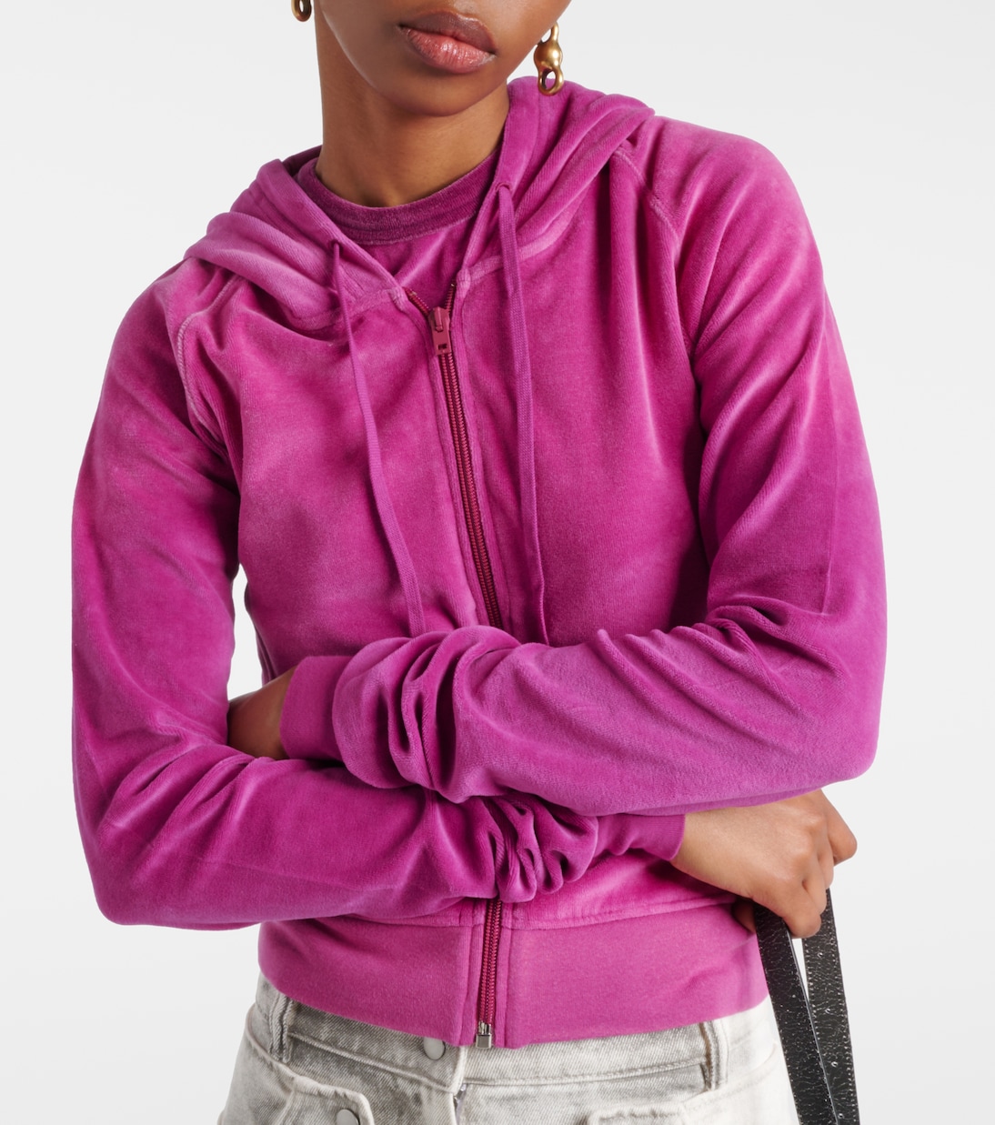 Бархатная толстовка Francess на молнии Acne Studios, Magenta Pink — фото 4
