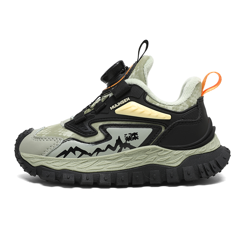 

Детские противоскользящие термостойкие устойчивые к ударам и истиранию низкие кроссовки для бега Kids' Mulinsen, mls8058 черный зеленый[thick cotton thermal]