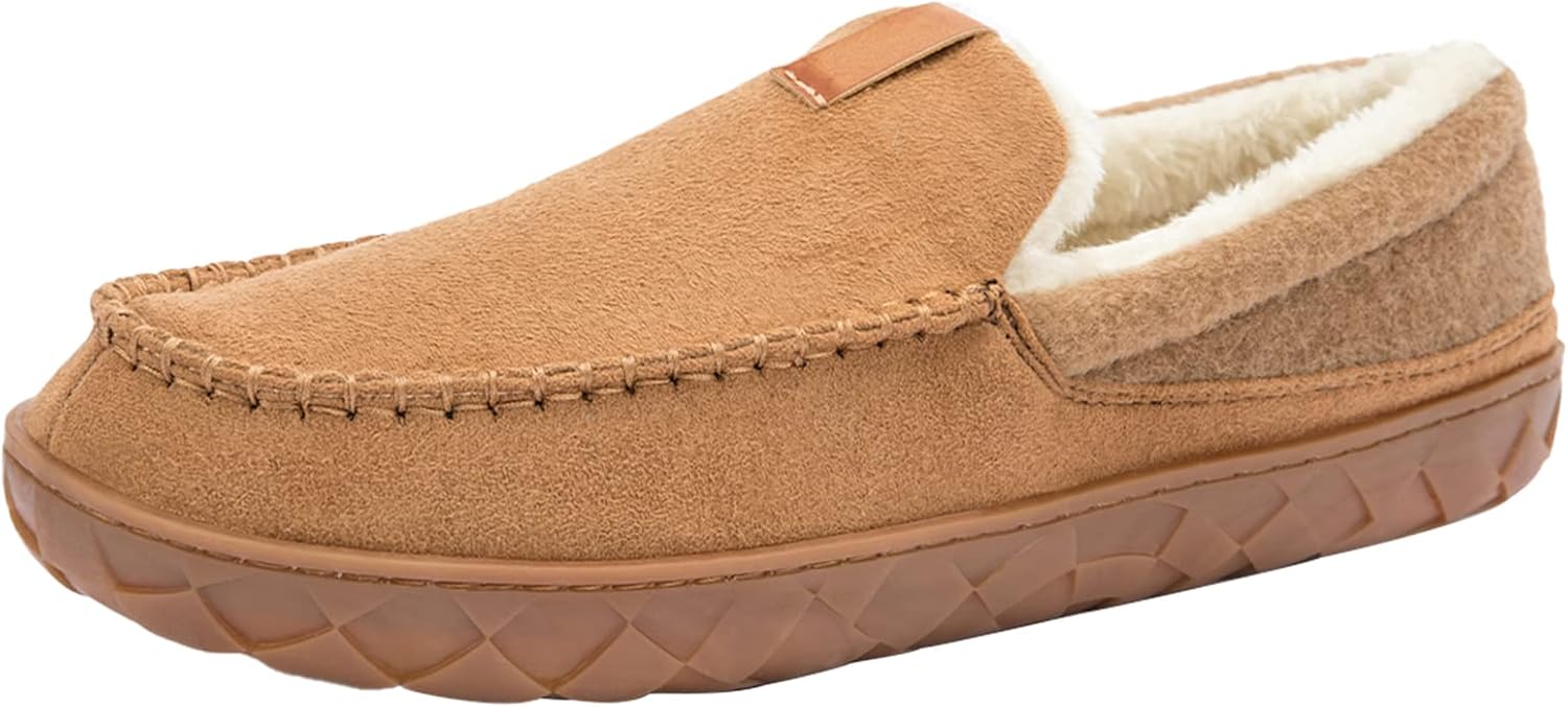 

Мужские мокасины deenor с уютной стелькой из пены с эффектом памяти для дома и улицы, нескользящие замшевые тапочки, коричневый