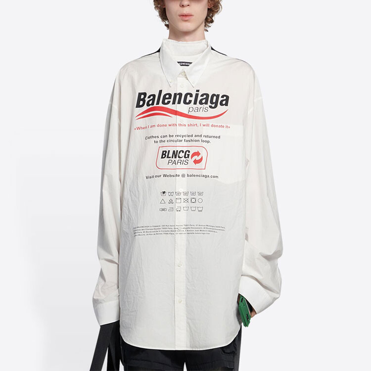 Рубашка мужская белая Balenciaga, белый — фото 3