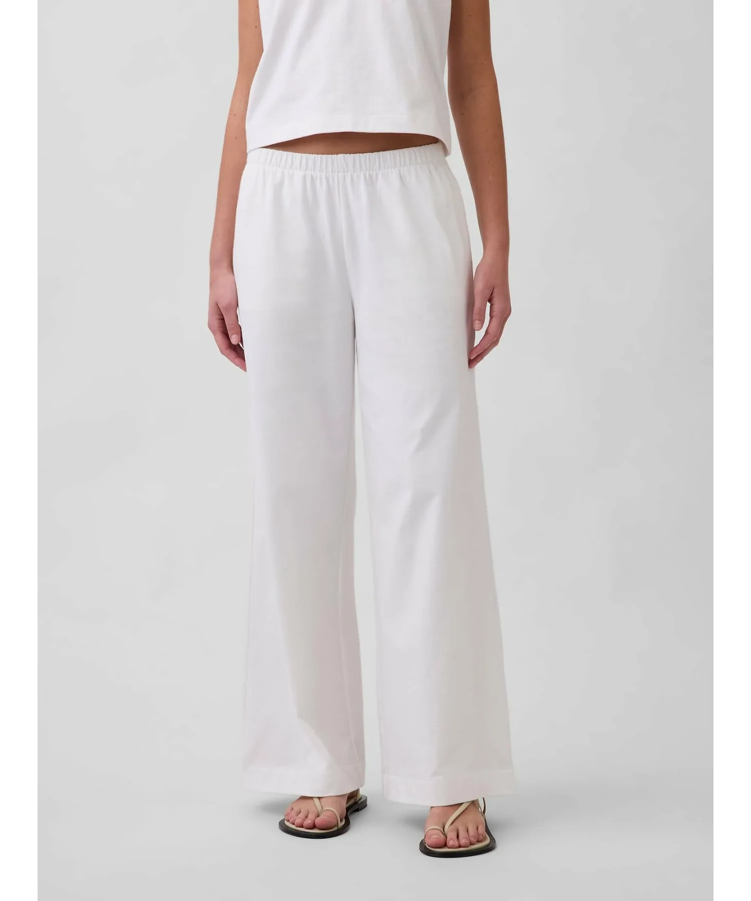 (W) Плотные широкие брюки с удобной талией GAP, FRESH_WHITE