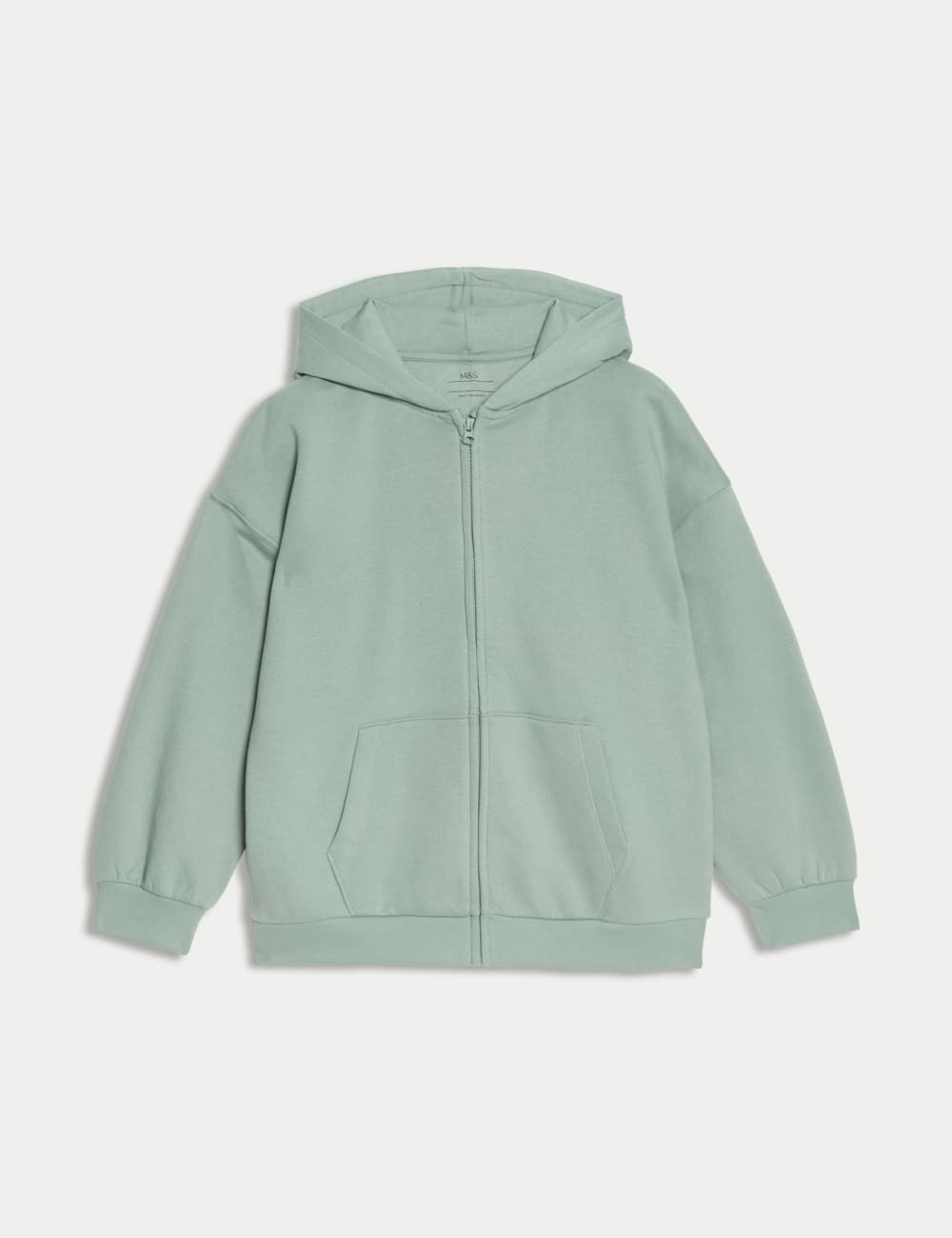 

Толстовка с капюшоном из хлопка с застежкой-молнией Marks & Spencer, хаки