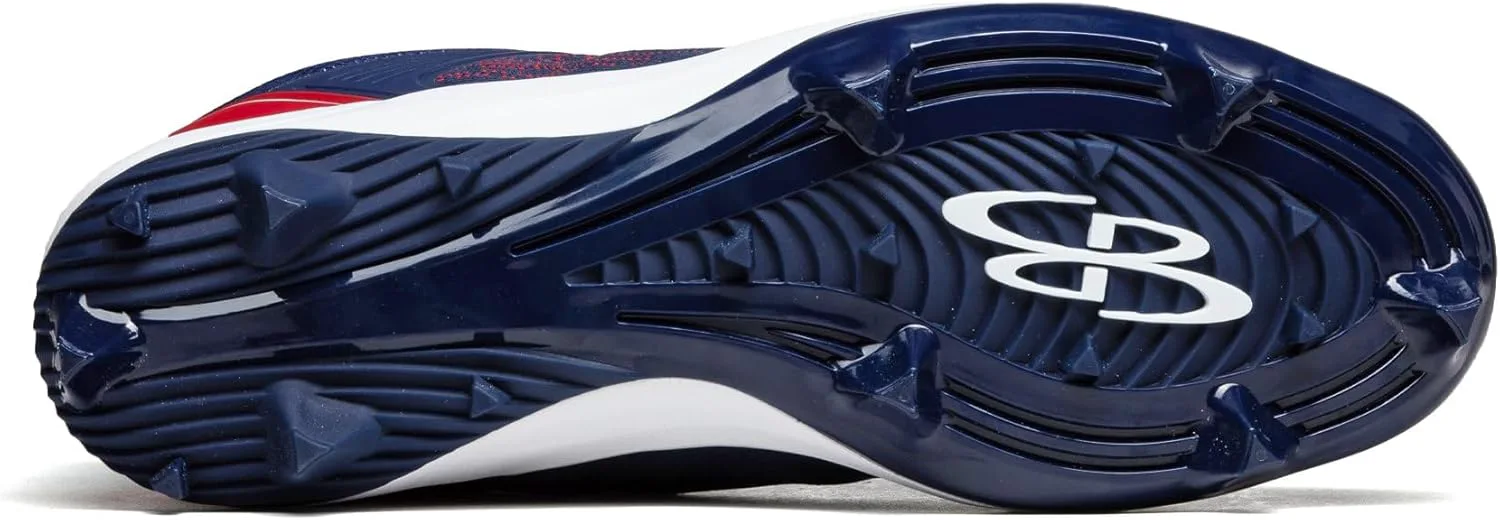 Мужские бутсы Boombah Viper Pureknit с литой подошвой - Status - Разные цвета - Разные размеры, темно-синий/красный — фото 2