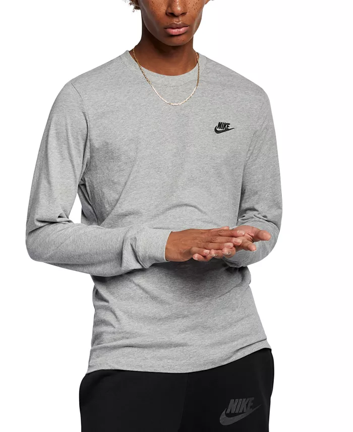 

Мужская спортивная футболка с длинным рукавом в клубном стиле Nike, серый
