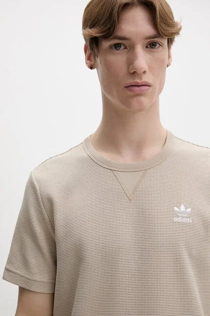 Футболка из эластичного трикотажа Adidas Originals, бежевый — фото 4