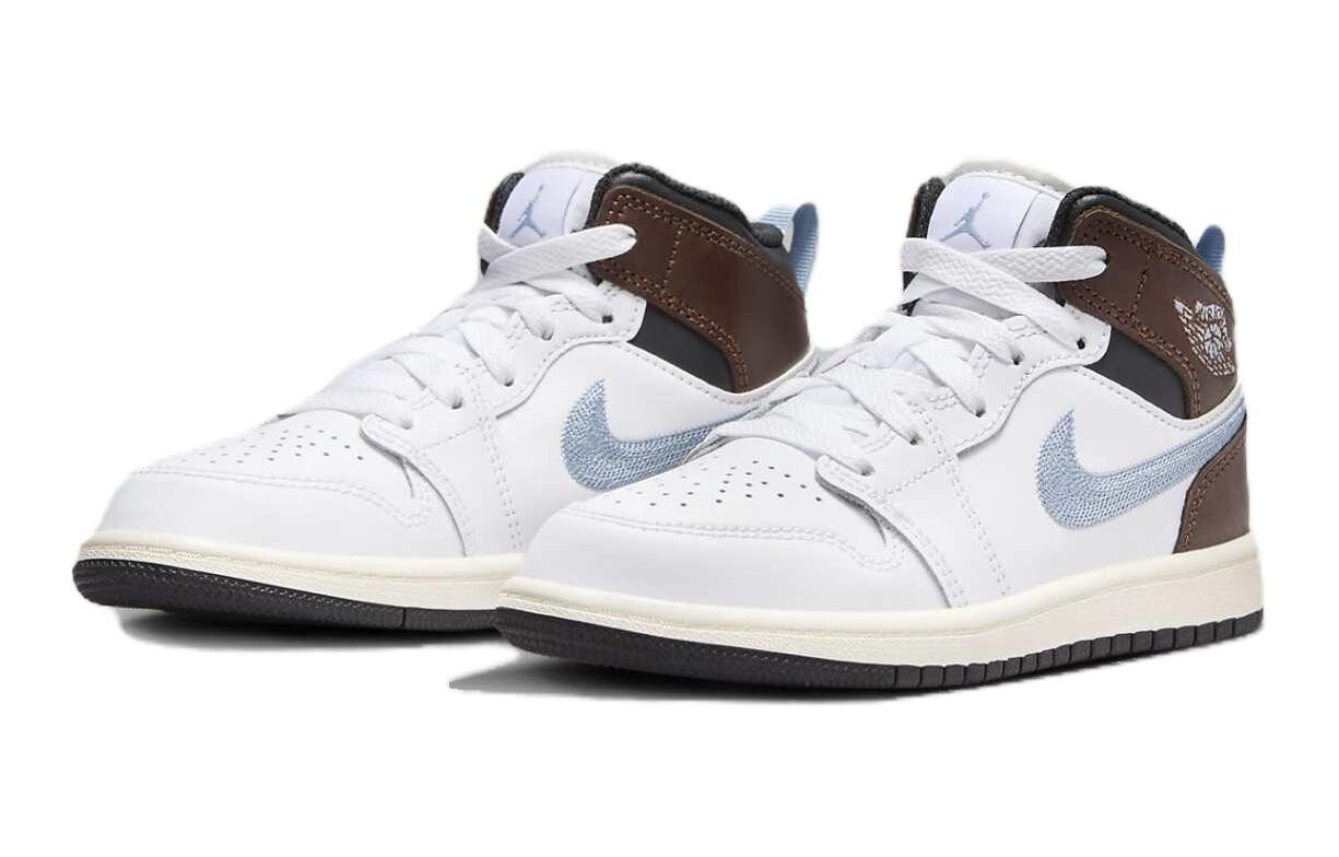 Баскетбольные кроссовки Air 1 Kids для начальной школы Jordan, белый/коричневый — фото 3