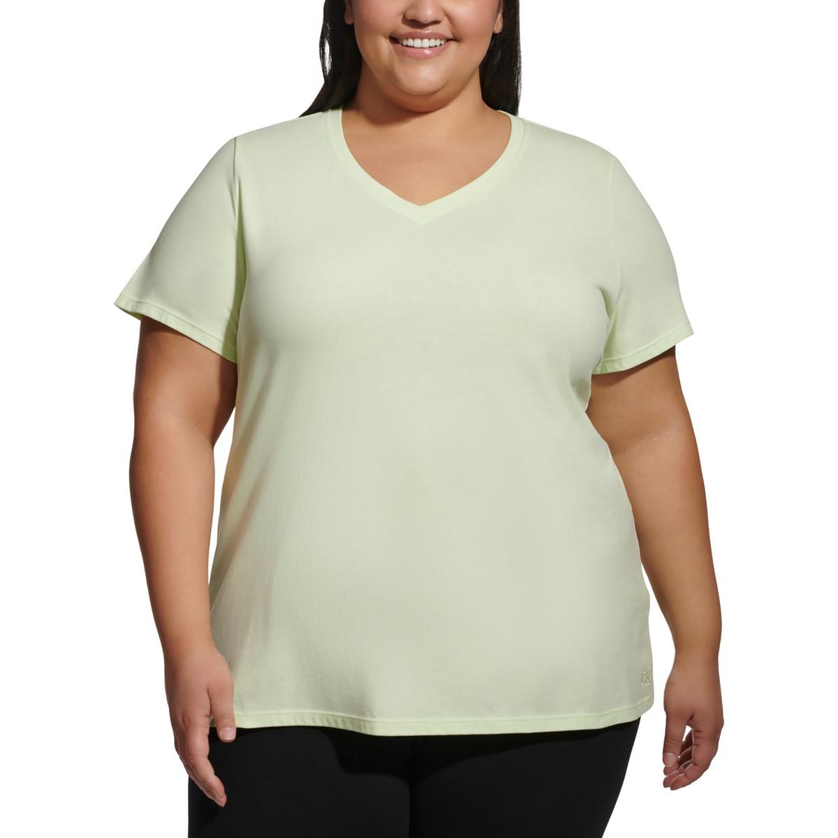 

Плюс Женский однотонный трикотажный пуловер Топ Calvin Klein, цвет iced lime