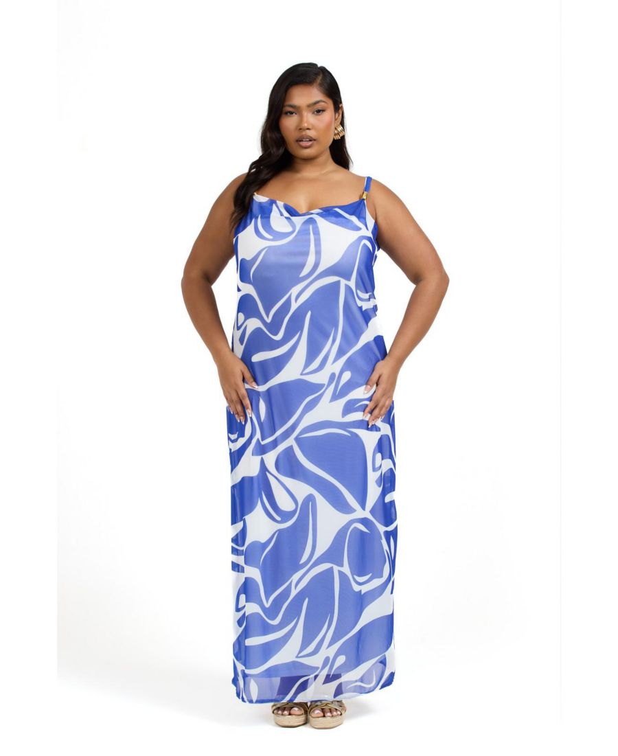 

Элегантное женское длинное платье с узором FASHION-SZN CURVE, Blue