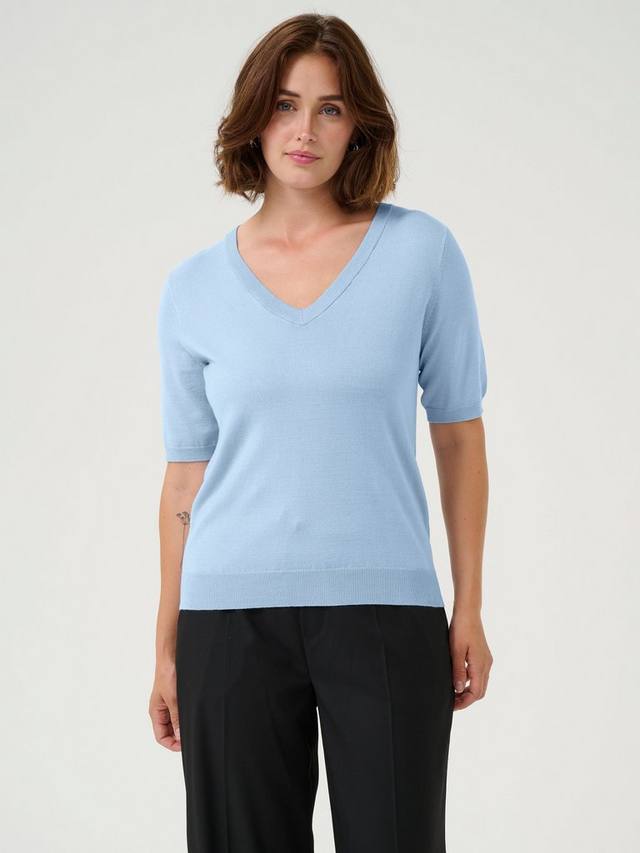 

Джемпер с v-образным вырезом и коротким рукавом lizza KAFFE, цвет Soft Chambray