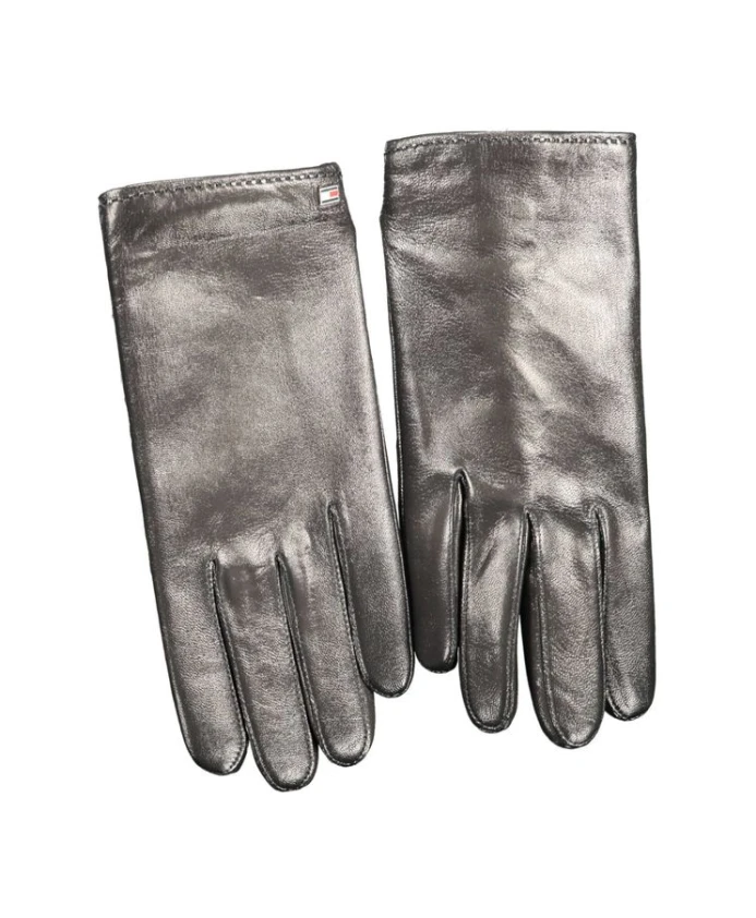 

Черные кожаные перчатки с подкладкой и логотипом. Tommy Hilfiger, черный