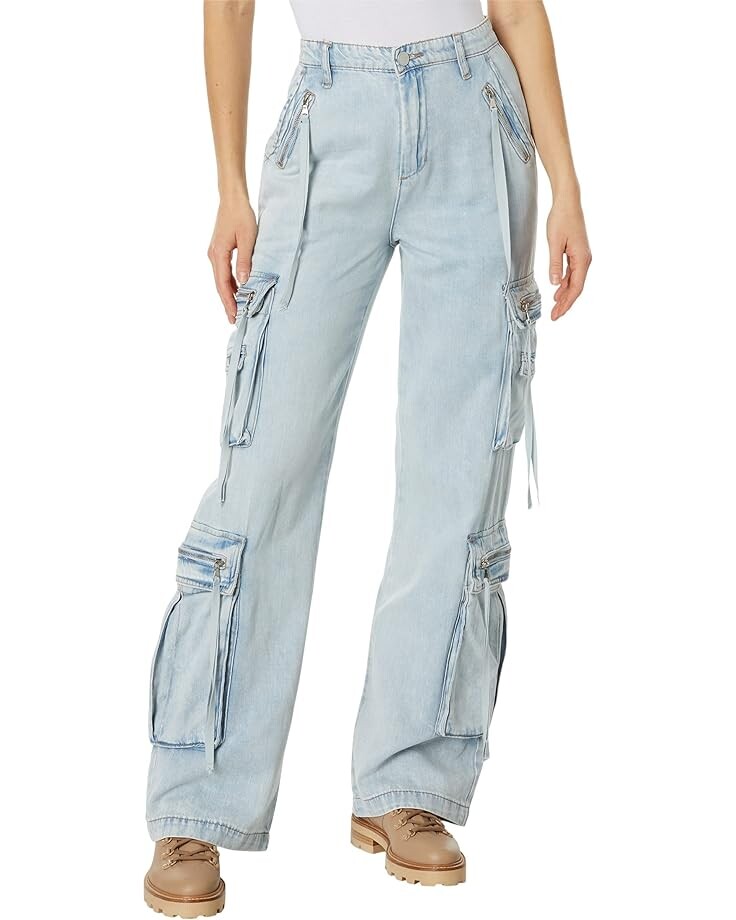 

Джинсы Blank NYC Franklin Rib Cage Pants with Oversized Cargo Pockets in Blue Lagoon, синий