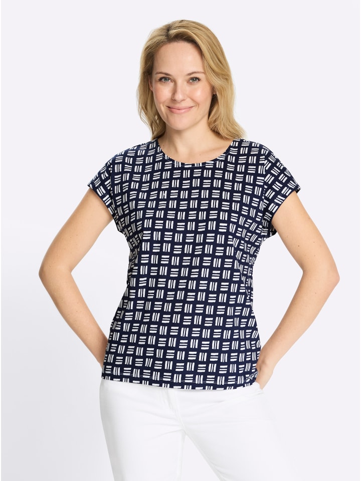 

Рубашка с короткими рукавами в темно-синем и бежевом цветах Sieh an!