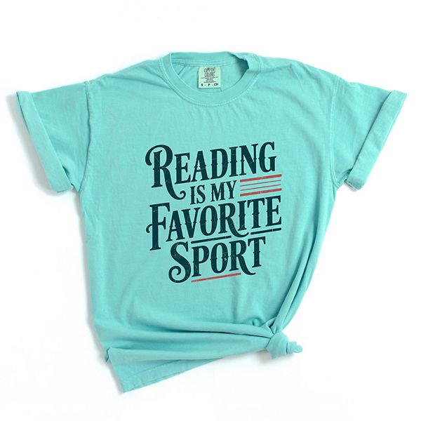 

Футболка с принтом Reading is my favorite sport stripes Simply Sage Market, Chalky Mint