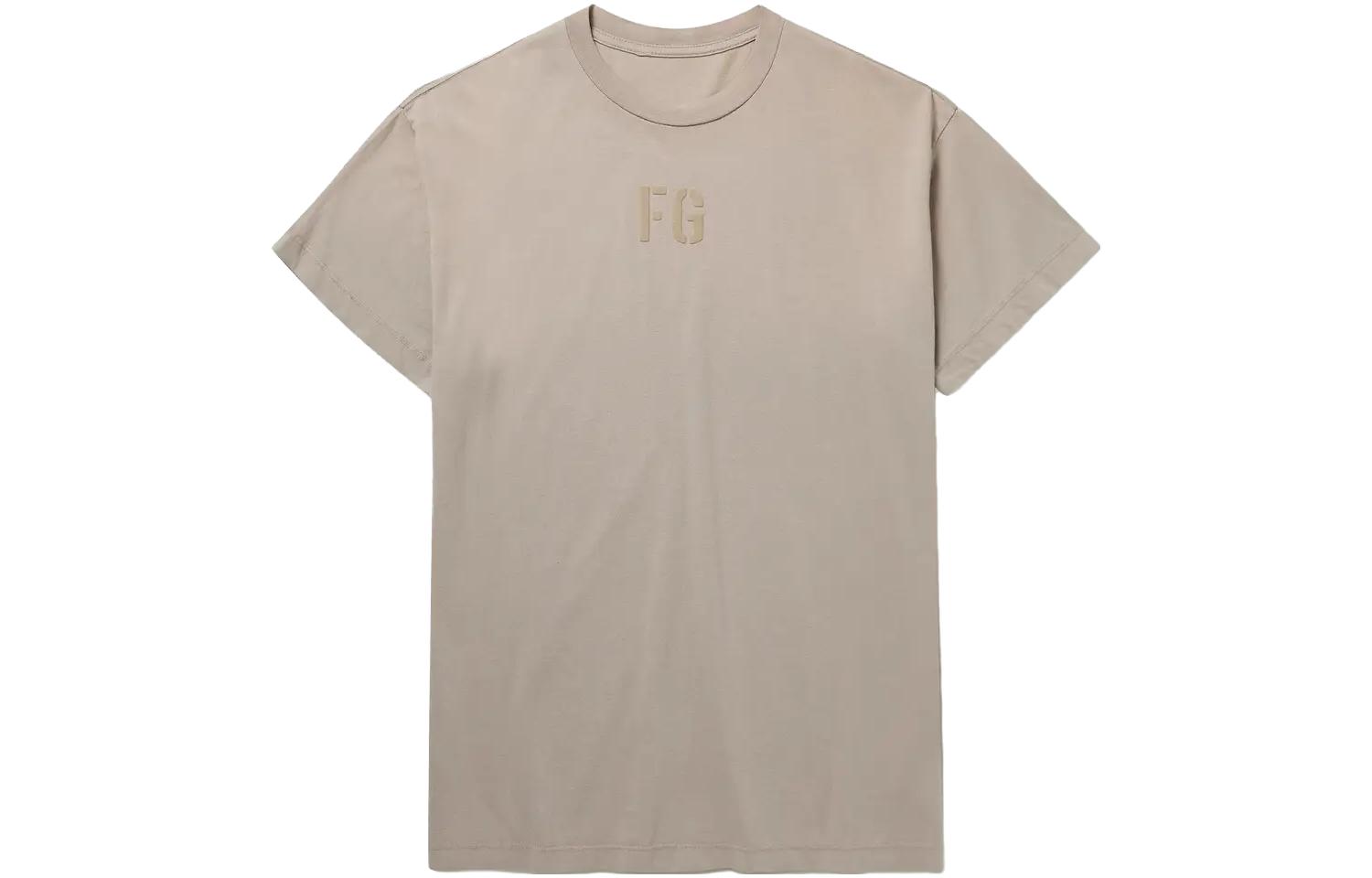Футболка Mr Porter Exclusive Logo Flocked Cotton Jersey Fear Of God, серая — фото 2