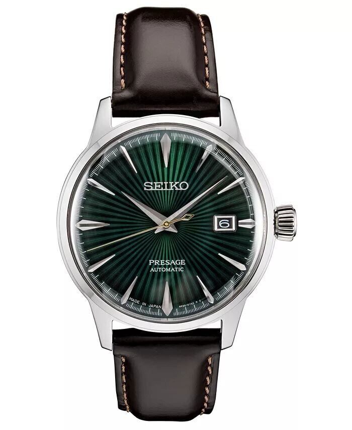 

Мужские автоматические часы Presage с коричневым кожаным ремешком, 40,5 мм Seiko