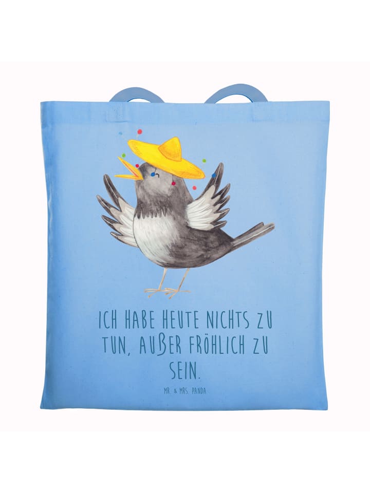 

Mr. & Mrs. Panda Сумка-сомбреро цвета «Ворон» с надписью небесно-голубого цвета