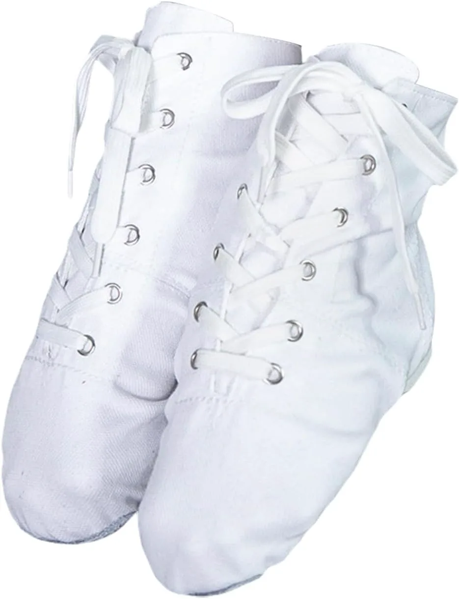 

Кроссовки для джаза с шнуровкой на холсте с мягкой подошвой, высокие, для балета и танцев, для взрослых мужчин, женщин и девочек Generic, белый