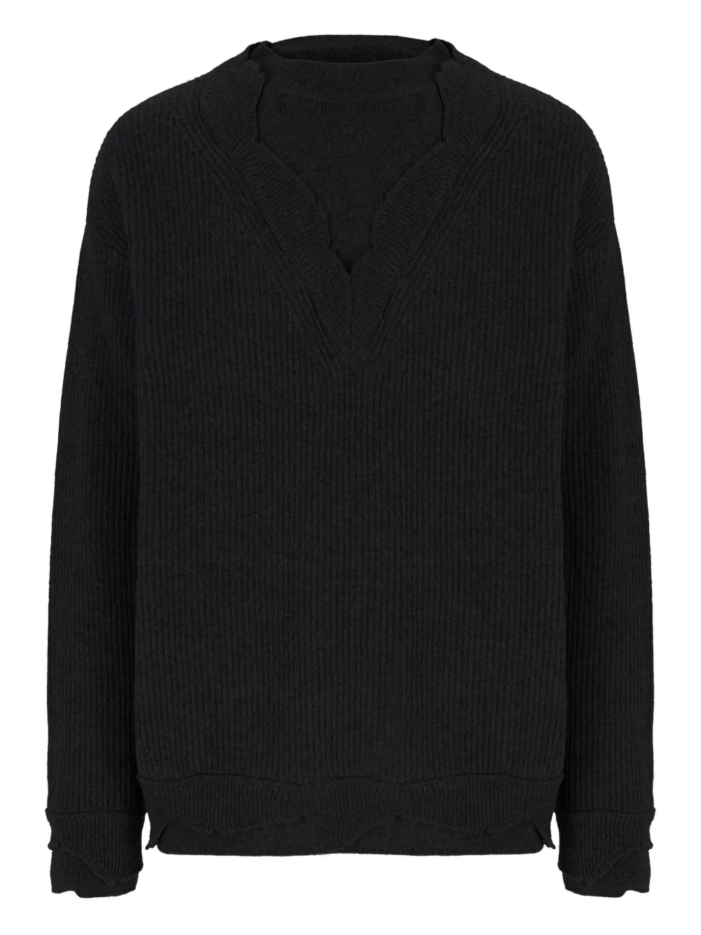

Свитер в рубчик с V-образным вырезом Laneus, черный