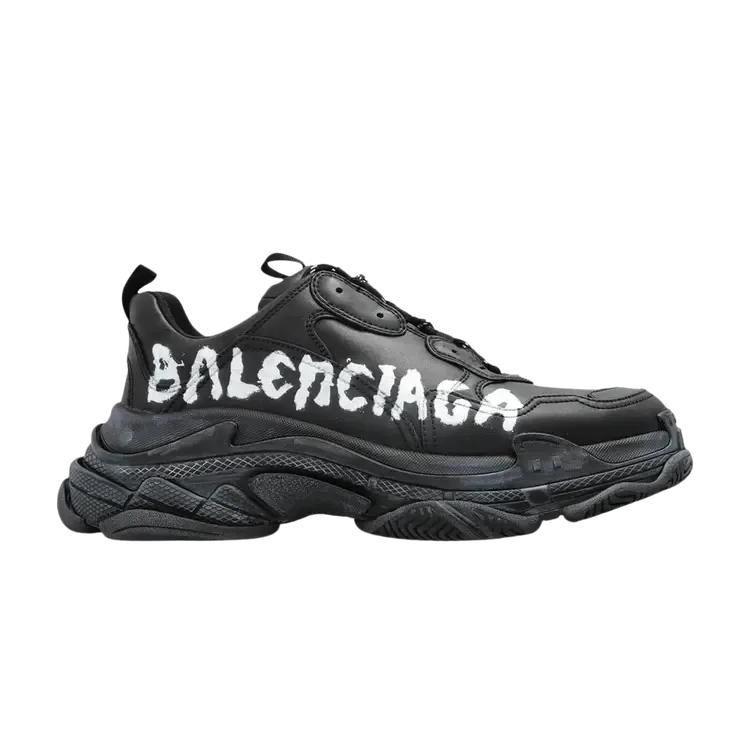 Логотип Balenciaga Triple S Paint в черно-белом цвете
