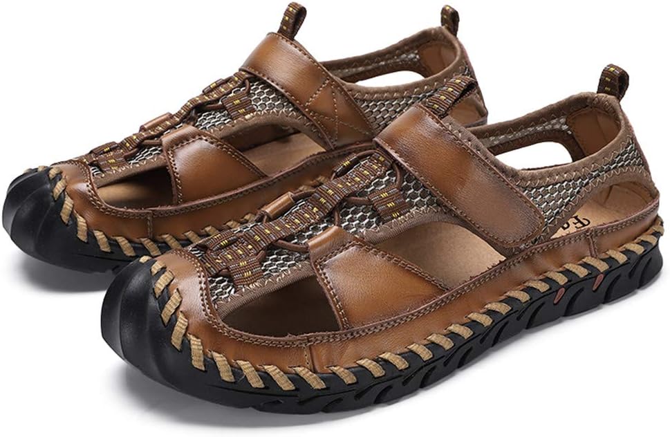 

Мужские повседневные спортивные кожаные пляжные сандалии рыбацкого типа, освежающие, прочные, мягкие, стильные уличные тапочки Asifn, хаки