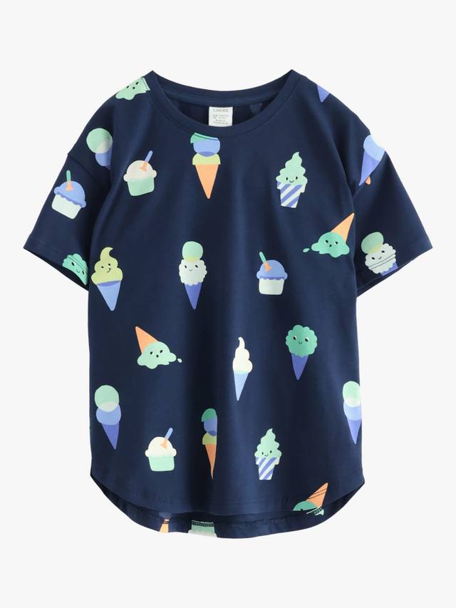 

Детская футболка с коротким рукавом и принтом мороженого Lindex, Dark Blue