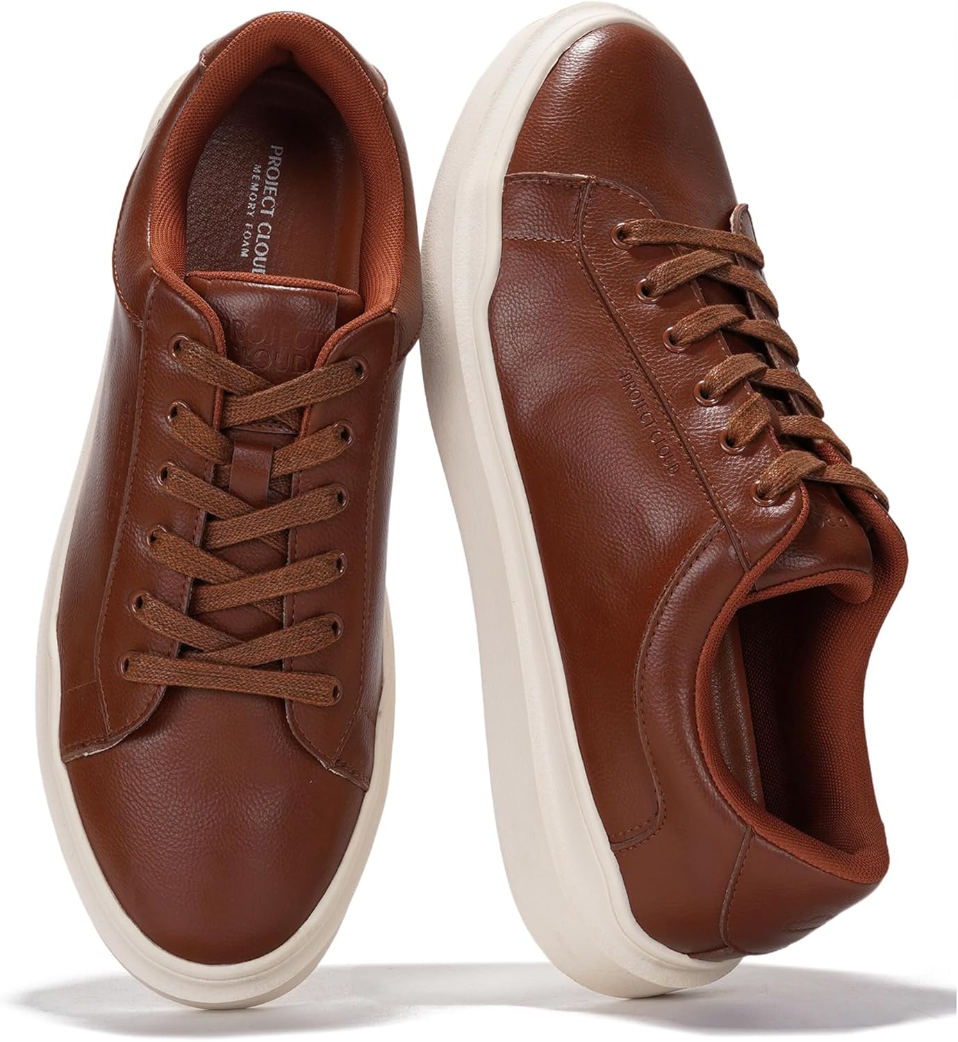 

Мужские кроссовки Project Cloud - модные мужские туфли с эффектом памяти - легкие и нескользящие шнуровки - повседневные мужские кроссовки, идеальные для ношения в течение всего дня (Tilton), Cognac