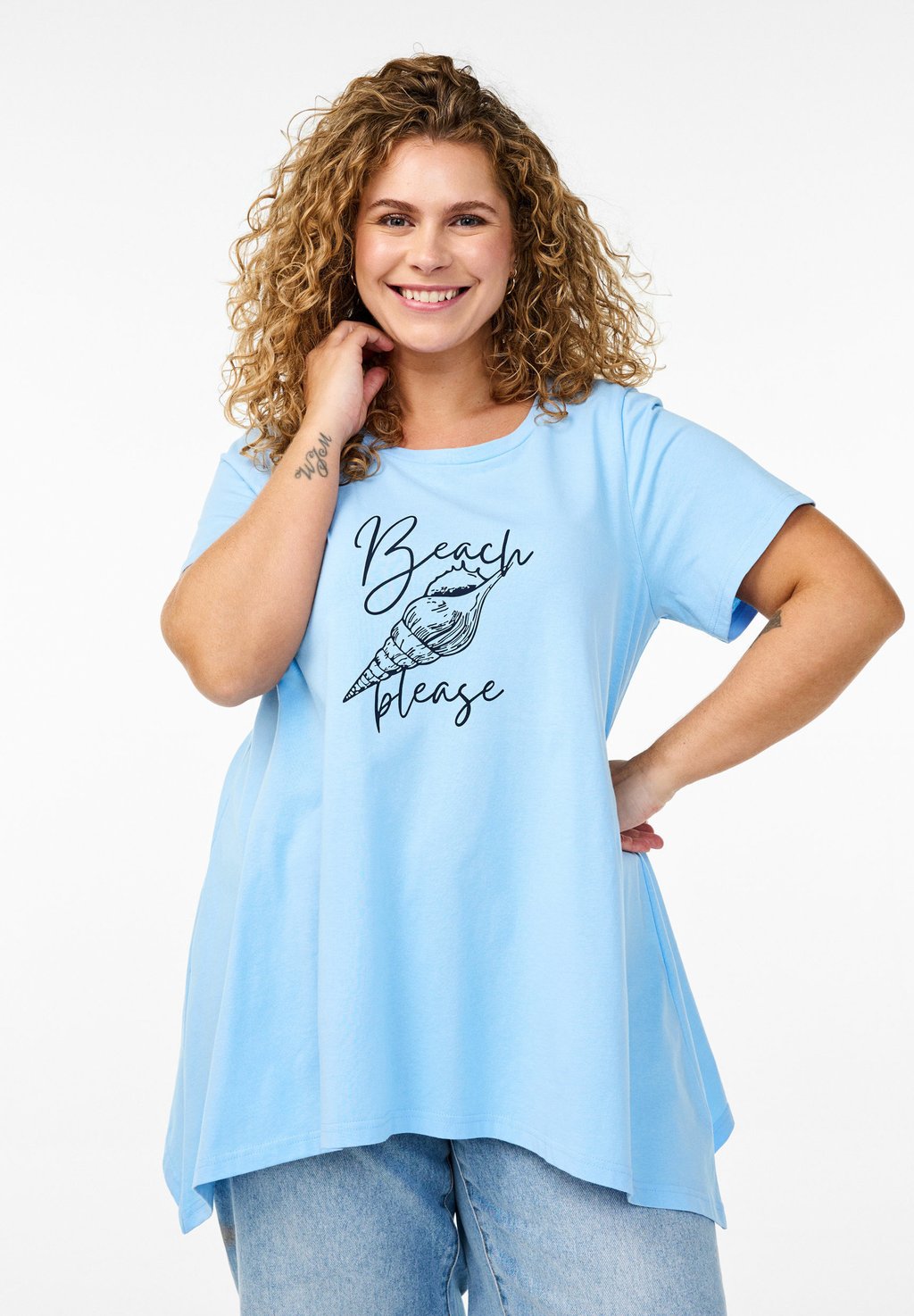 

Футболка с принтом Zizzi, светло-голубой