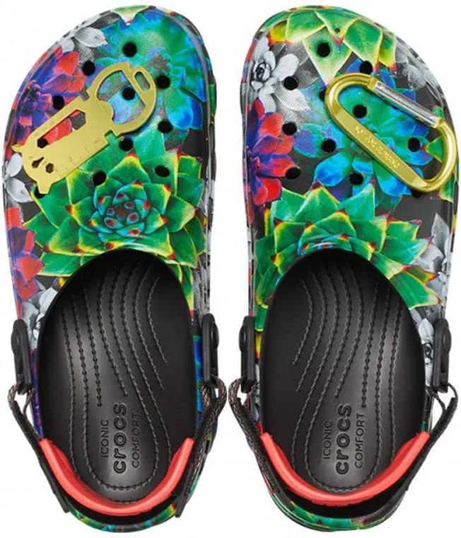 Детские кроксы Crocs Classic с блестками, черный/мультиколор — фото 3