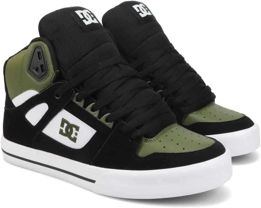 Кроссовки для скейтбординга DC Shoes Pure HIGH TOP WC, цвет Olive/Black/White