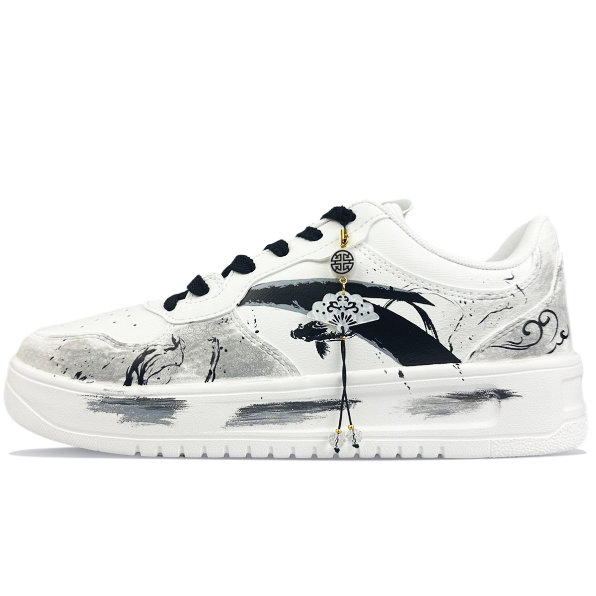 

ANTA Износостойкие противоскользящие низкие скейтерские кроссовки для мужчин с эффектом увеличения роста белый черный - белый черный, цвет White Black