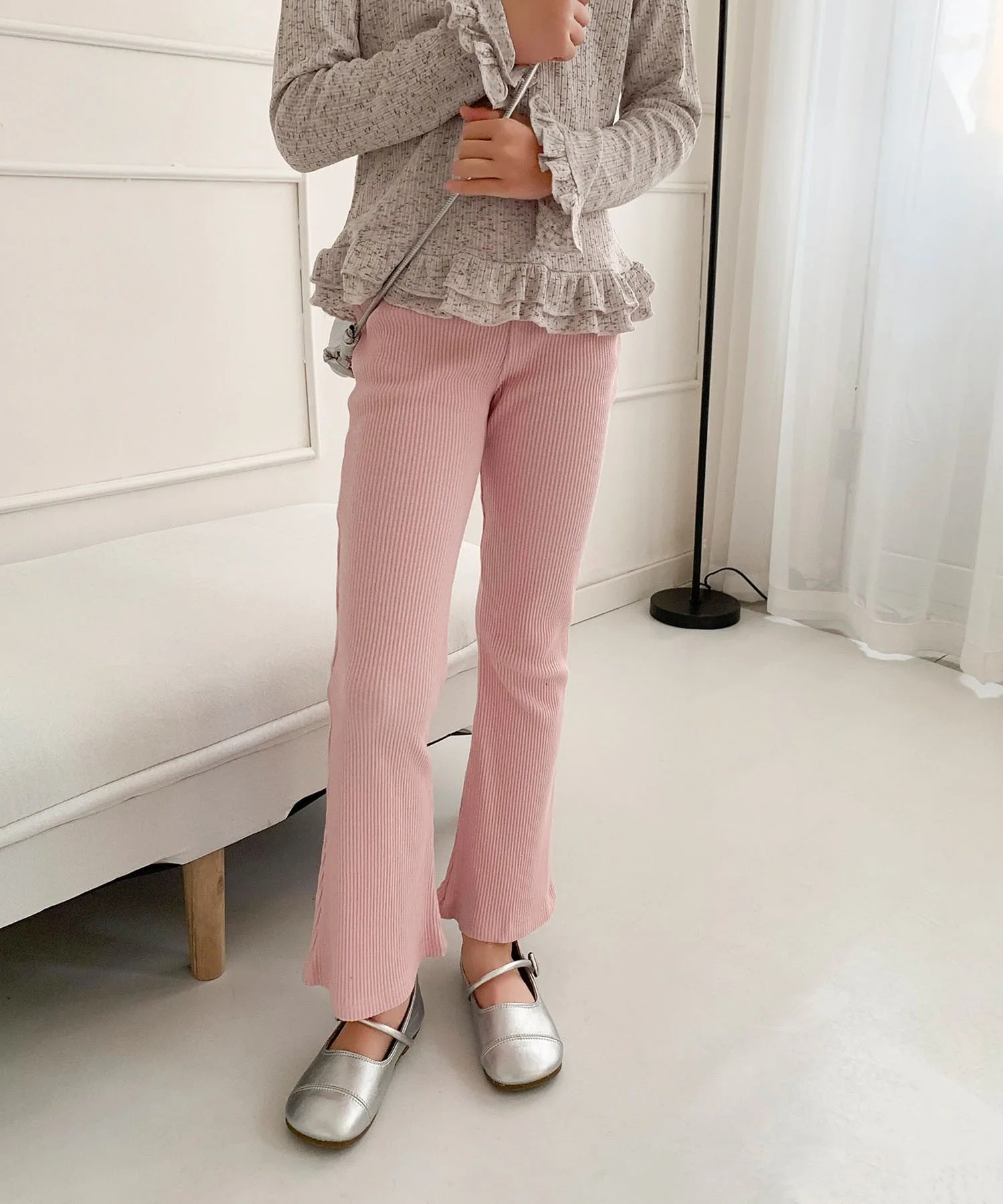 Полурасклешенные брюки длиной 9 дюймов Aimoha Kids, Light pink — фото 3
