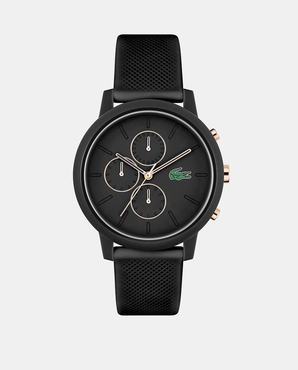 

Lacoste 12.12 x Chrono 2011247 черные силиконовые мужские часы Lacoste, черный