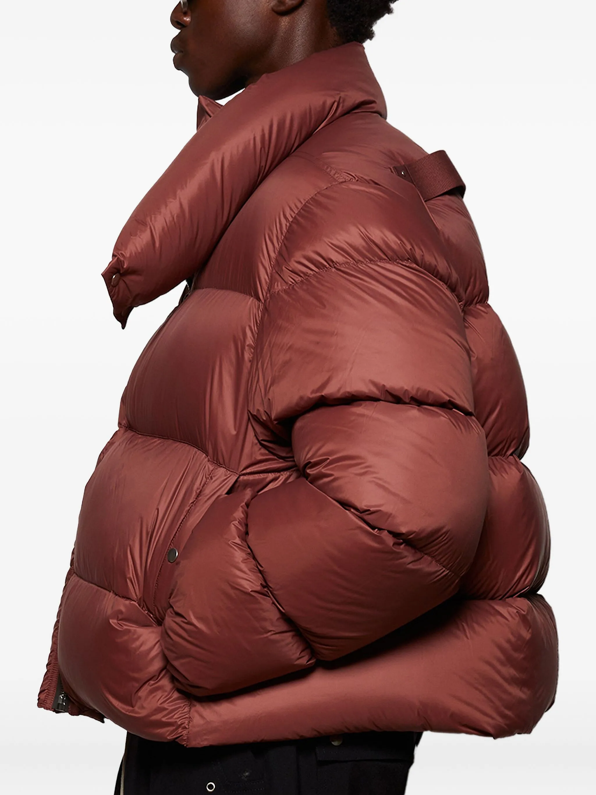 Пуховик с косой молнией Rick Owens, красный — фото 4