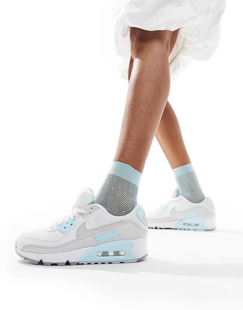 

Nike – Air Max 90 – серебристо-синие кроссовки, Синий, Nike – Air Max 90 – серебристо-синие кроссовки