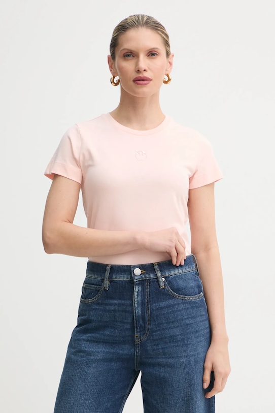 

Хлопковая футболка Pinko, розовый