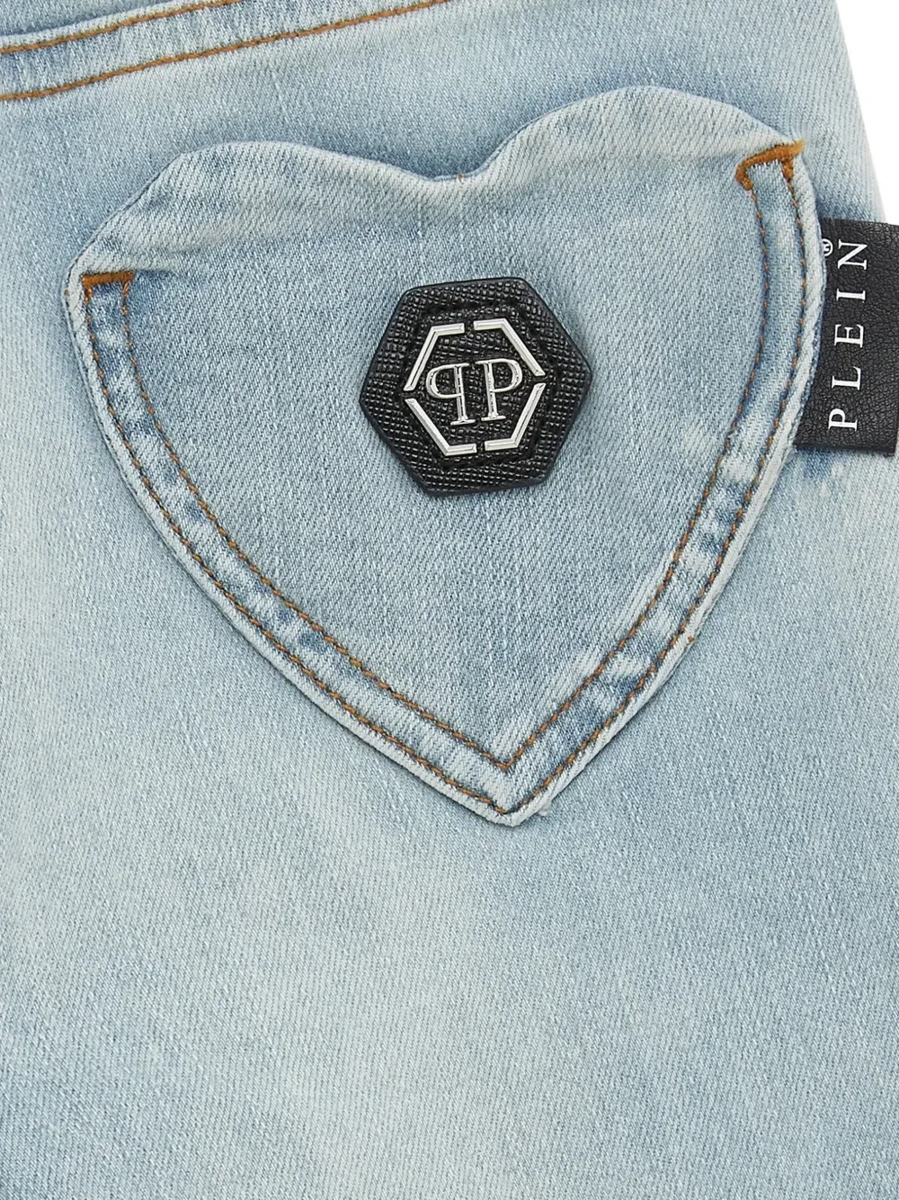 Джеггинсы с принтом «Сердце» Philipp Plein Junior, синий — фото 3