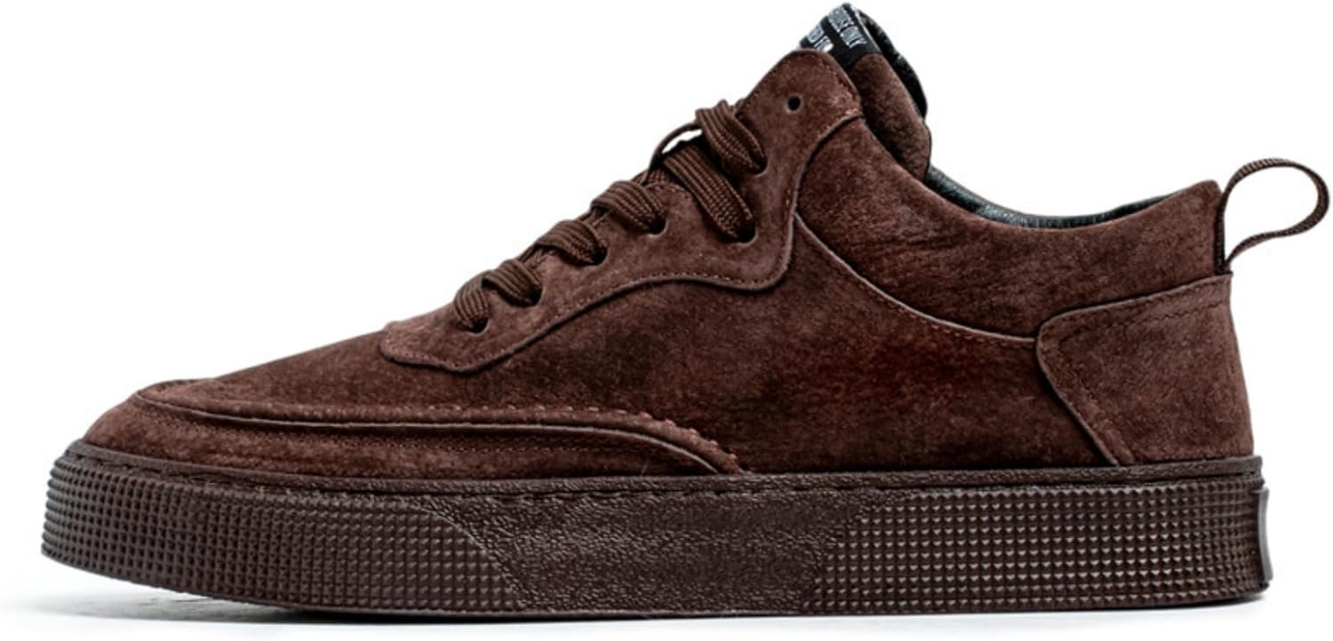 

Мужские замшевые кроссовки на шнуровке, низкие, с круглым носком, повседневные, для скейтборда, с удобной подошвой, нескользящие, легкие, для прогулок, работы, офиса, поездок, вечеринок, спортзала Yrzhgdl, коричневый