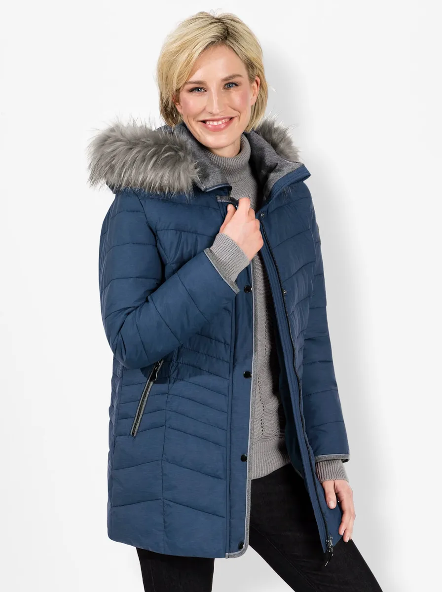 

Повседневного образа стеганая куртка с капюшоном Casual Looks, синий