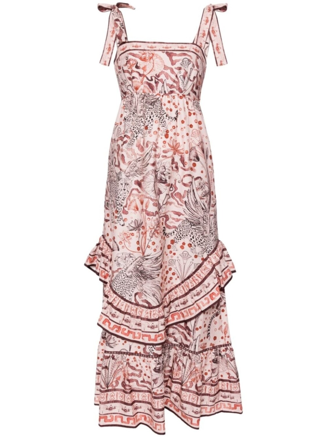 

Платье макси Marchesa Rosa Flying Cheetah, красный