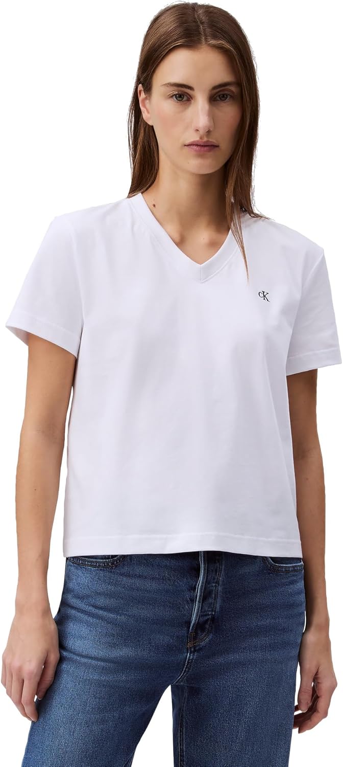 

Женская футболка с V-образным вырезом и логотипом Calvin Klein Archive, Brilliant White
