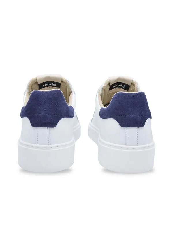Детские кроссовки на шнуровке из кожи Drudd Italia, White/Blu — фото 4