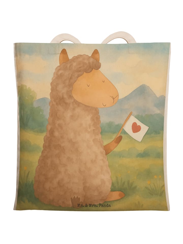 

Mr. & Mrs. Panda Дизайн сумки для покупок с изображением флага альпаки без слогана, белого цвета