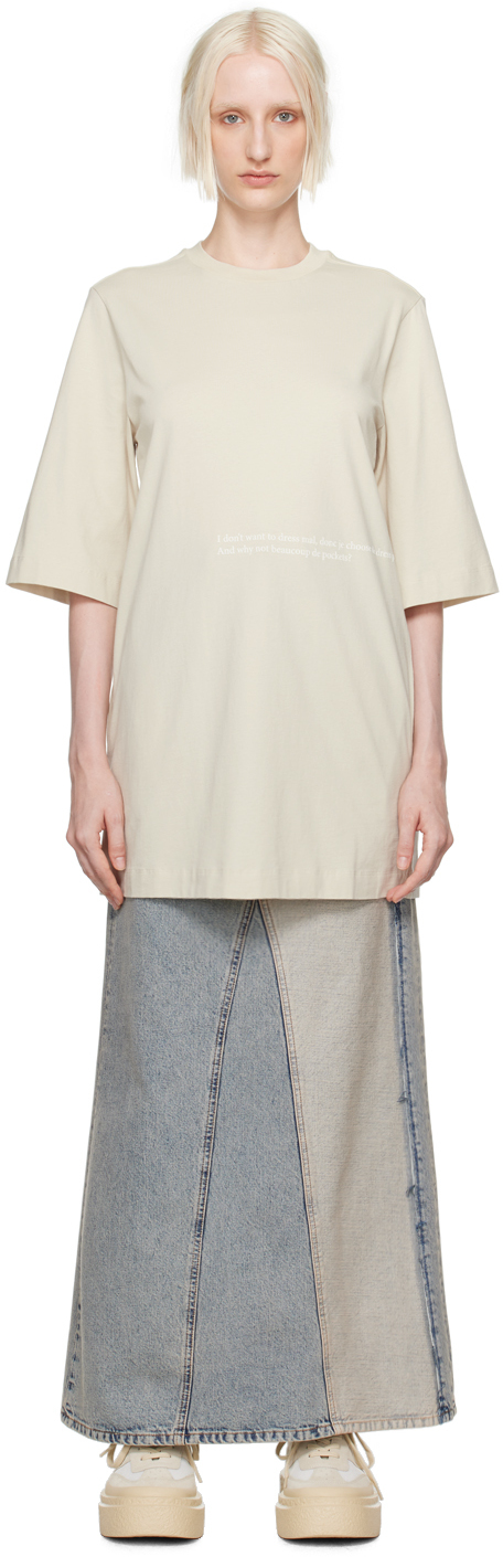 

Бежевое мини-платье с принтом MM6 Maison Margiela