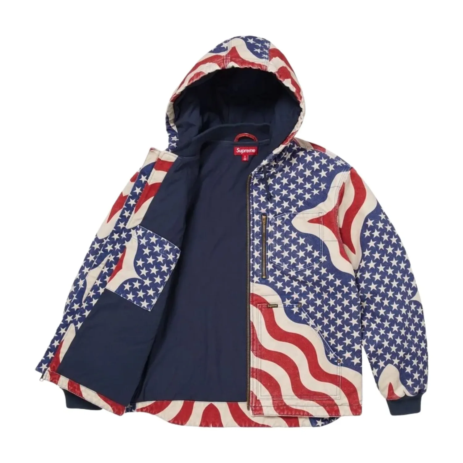 Рабочая куртка Supreme SS26 Flag Quilted Hooded Work Jacket 'Multicolor' — фото 2