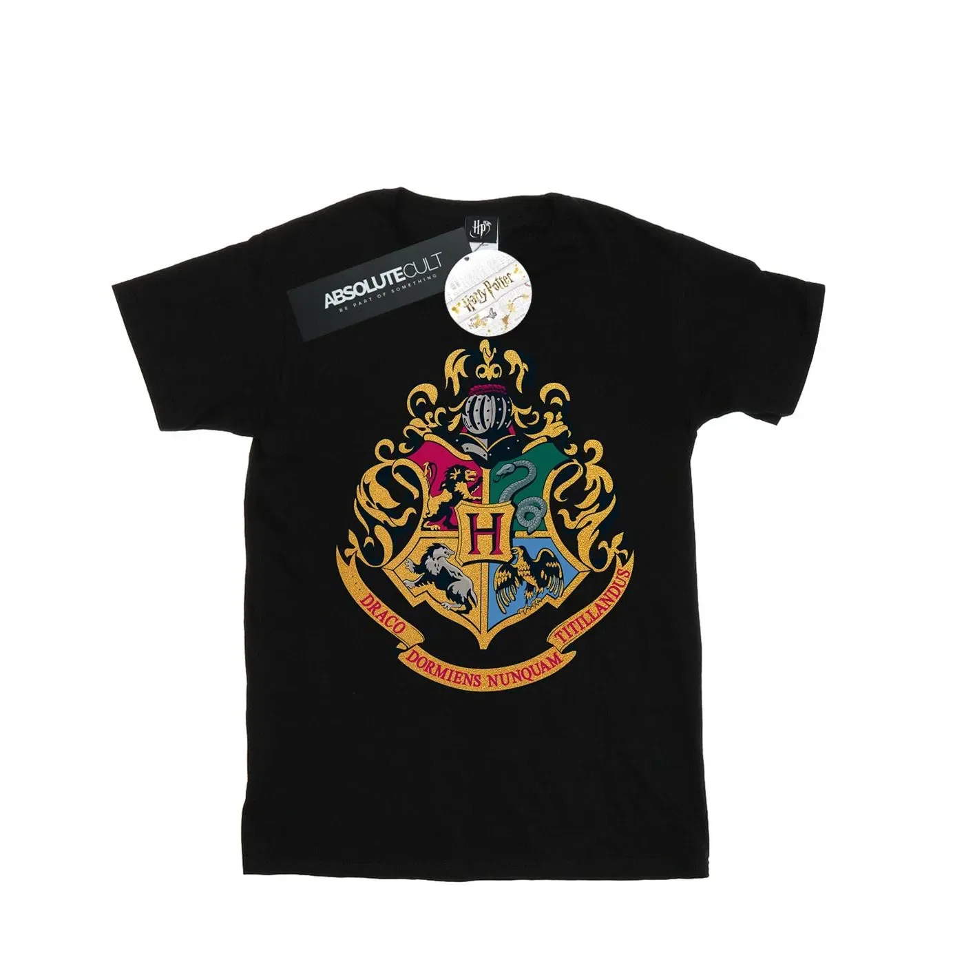 Детская футболка с принтом Hogwarts Crest Harry Potter, черный — фото 2